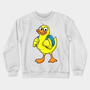 Duck as Student with Backpack Crewneck Sweatshirt